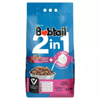 BOBTAIL 2 IN 1 ADULT GRAVY STEAK 6.5KG