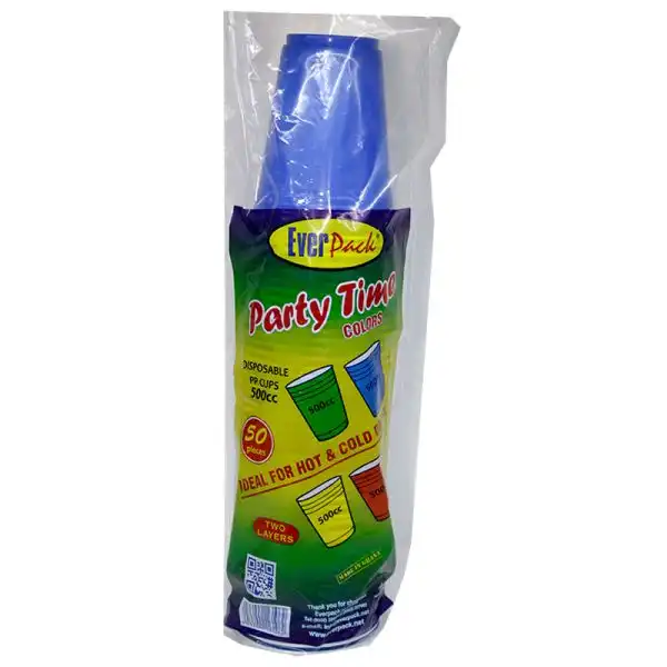 EVERPACK PARTY TIME DISPOSABLE CUPS 500cc-COLORS