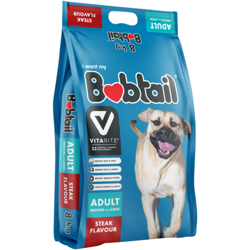 BOBTAIL DRY DOG FOOD MEDIUM-LARGE ADULT STEAK 8KG