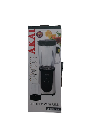 AKAI BLENDER W/MILL 1L 300W BLACK/WHITE BD056A-T25